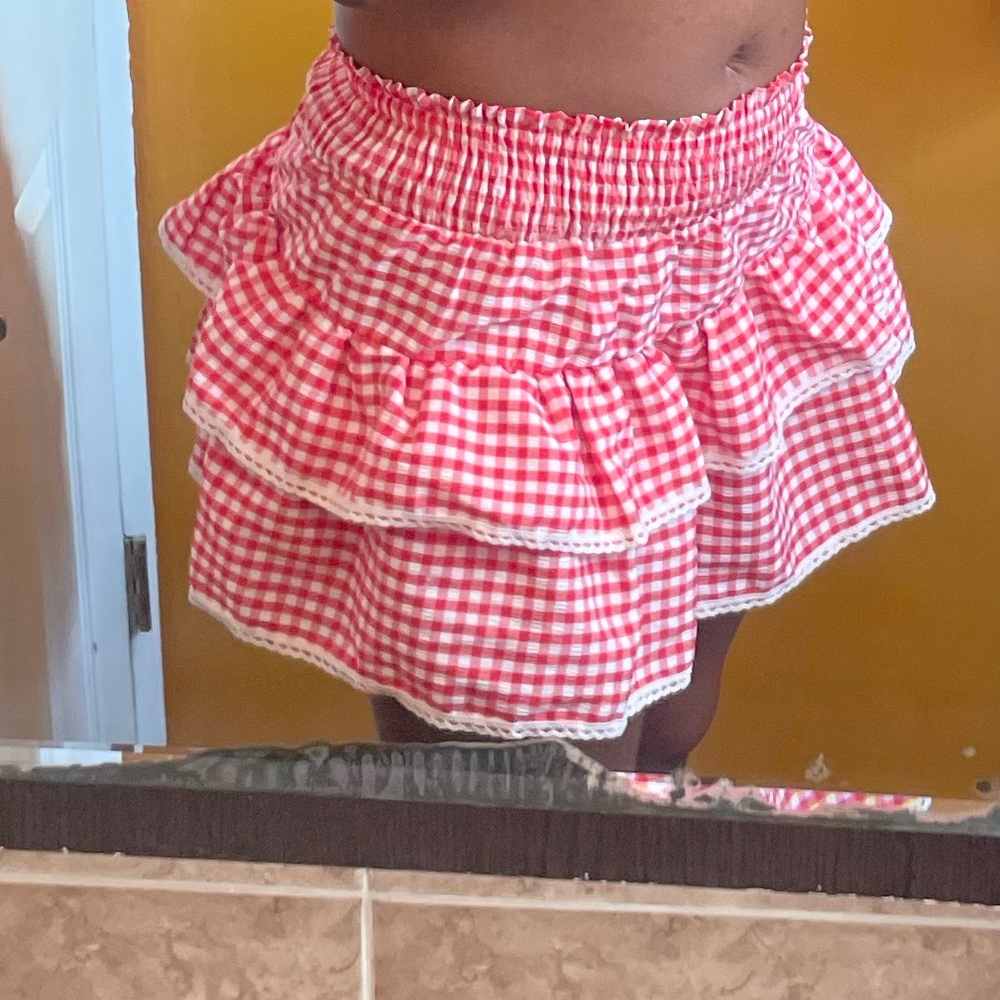 Red & White Gingham Skirt